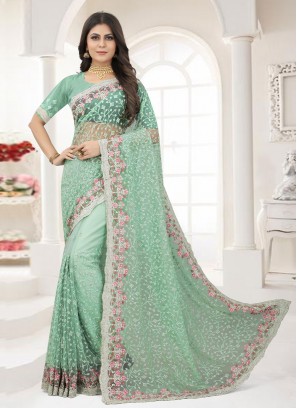 Delectable Green Engagement Classic Saree