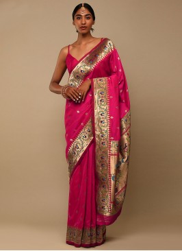 Delectable Woven Rani Trendy Saree