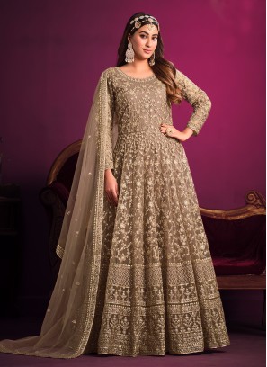 Delightful Beige Wedding Designer Salwar Kameez