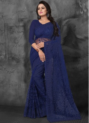 Delightful Blue Designer Saree