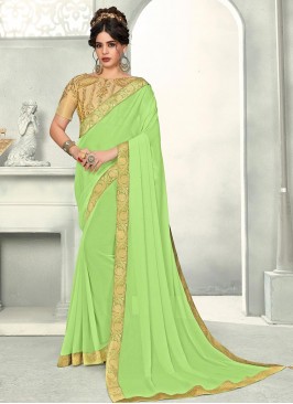 Delightful Green Color Function Wear Chiffon  Saree