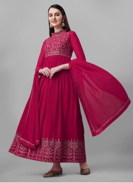Delightful Hot Pink Anarkali Salwar Suit