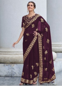 Delightful Purple Sangeet Contemporary Style Saree