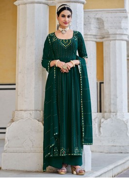 Delightful Thread Georgette Green Anarkali Salwar Suit