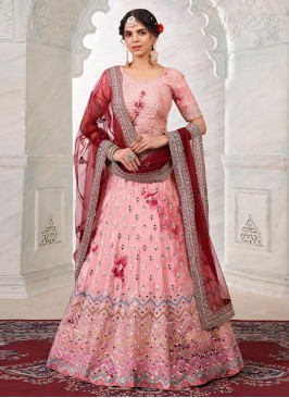 Delightsome Art Silk Pink Mirror Trendy Lehenga Choli