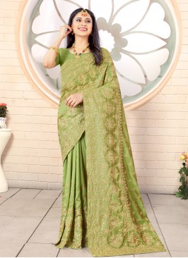 Delightsome Green Stone Work Traditional Designer Saree