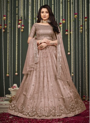 Delightsome Net Embroidered Mauve  Lehenga Choli