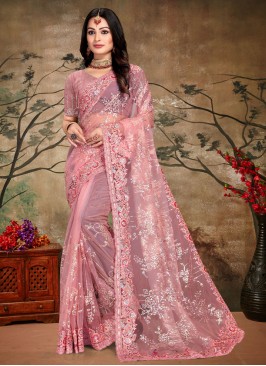 Delightsome Pink Engagement Classic Saree