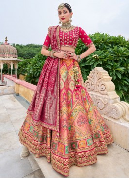 Delightsome Silk Embroidered Multi Colour Designer Lehenga Choli