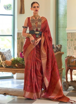 Delightsome Weaving Rust Trendy Saree