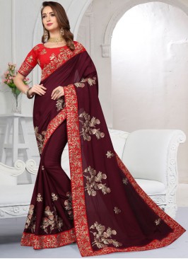 Demure Embroidered Classic Saree