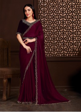 Demure Maroon Chiffon Trendy Saree