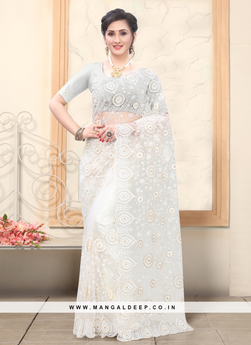 Ilyana White Saree | Bridal Couture by Rizwan Beyg