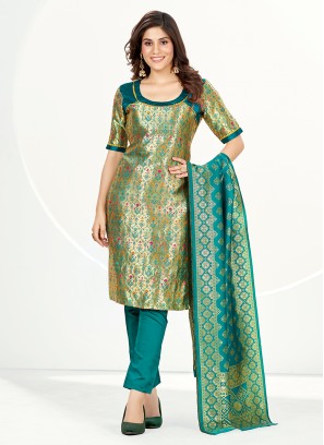 Deserving Banarasi Silk Festival Straight Suit