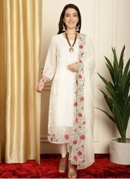 Deserving Embroidered Organza Off White Trendy Sal