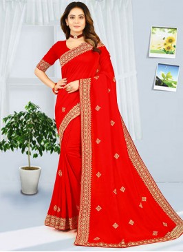 Deserving Georgette Red Classic Saree