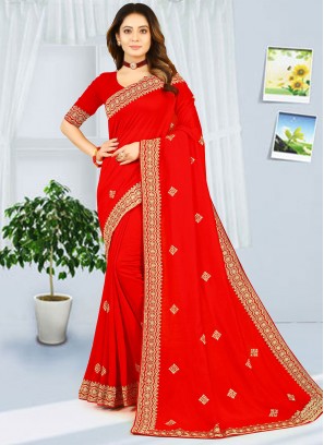 Deserving Georgette Red Classic Saree