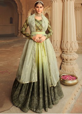 Designer Embroidered Green Color Silk Lehenga choli