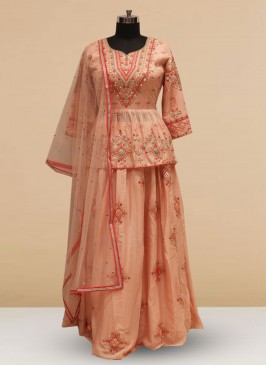 Designer Embroidered Pink Color Silk Lehenga Choli