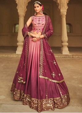 Designer Embroidered Pink Color Silk Lehenga choli