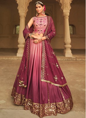 Designer Embroidered Pink Color Silk Lehenga choli