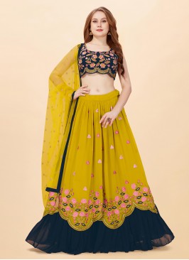 Designer Function Wear Mustard Color Lehenga Choli