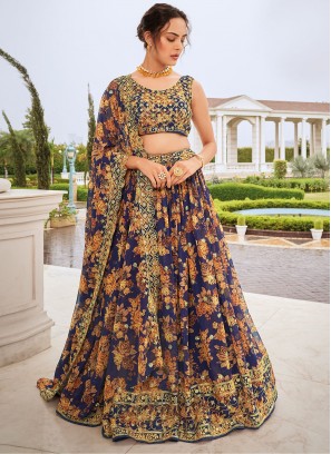 Designer Lehenga Choli Digital Print Faux Georgette in Multi Colour