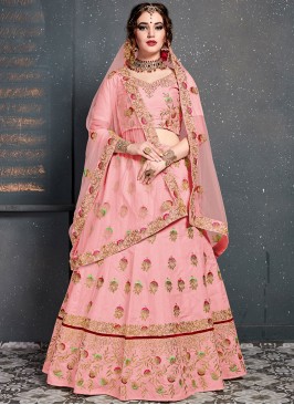 Designer Lehenga Choli Stone Work Silk in Pink