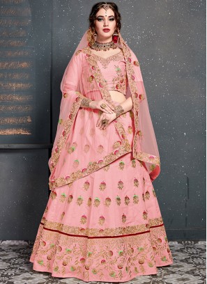 Designer Lehenga Choli Stone Work Silk in Pink