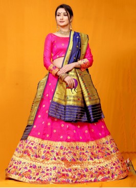 Designer Lehenga Choli Zari Silk in Fuchsia