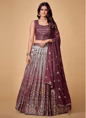 Designer Long Lehenga Choli Sequins Georgette in Purple