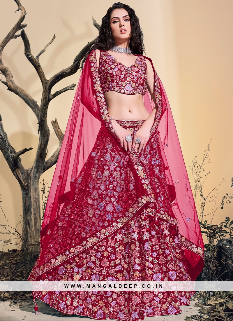 Buy Soft Net Wedding Wear Lehenga Choli In Pink Color Online