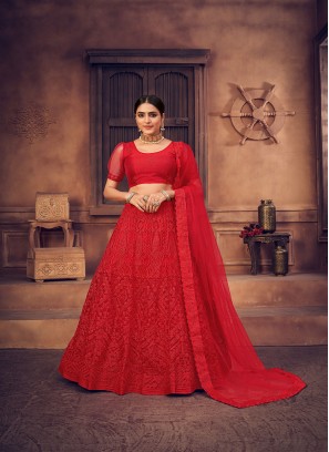 Designer Thread Embroidery Work Lehenga Choli