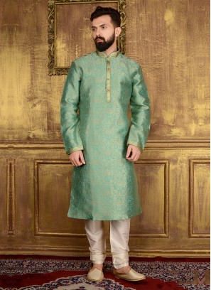 Designer Zari Work Partywear Kurta Pajama