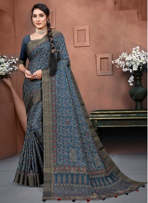 Desirable Banarasi Silk Blue Saree