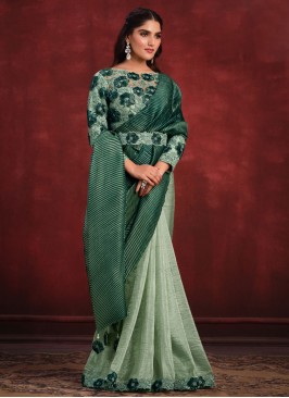 Desirable Embroidered Green Trendy Saree