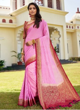 Desirable Georgette Pink Contemporary Saree
