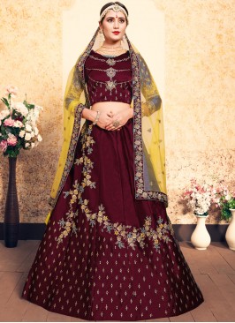 Desirable Maroon Swarovski Designer Lehenga Choli