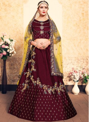 Desirable Maroon Swarovski Designer Lehenga Choli