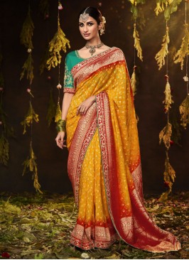 Desirable Mustard Silk Trendy Saree