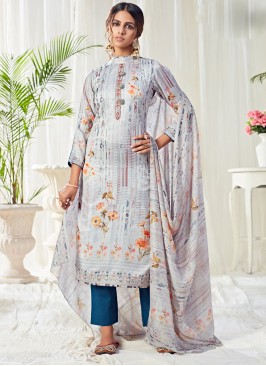 Digital Print Cotton Bollywood Salwar Kameez in Multi Colour