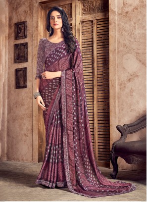 Digital Print Georgette Classic Saree in Multi Colour