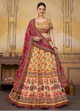 Digital Print Viscose Trendy Lehenga Choli in Multi Colour