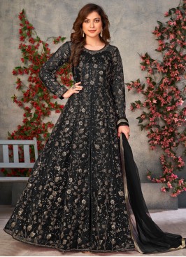 Dignified Black Long Length Trendy Anarkali Suit