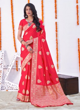 Dignified Weaving Red Classic Designer Saree