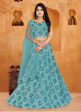 Dilettante Aqua Blue Imported Designer Lehenga Cho