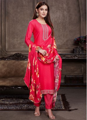 Dilettante Magenta Zari Trendy Salwar Kameez