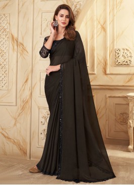 Distinctive Silk Brown Contemporary Saree