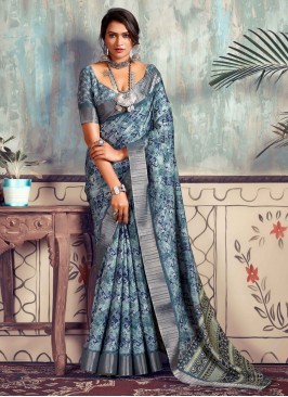 Distinctively Aqua Blue Party Classic Saree