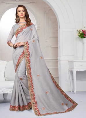 Distinctively Embroidered Festival Traditional Designer Saree